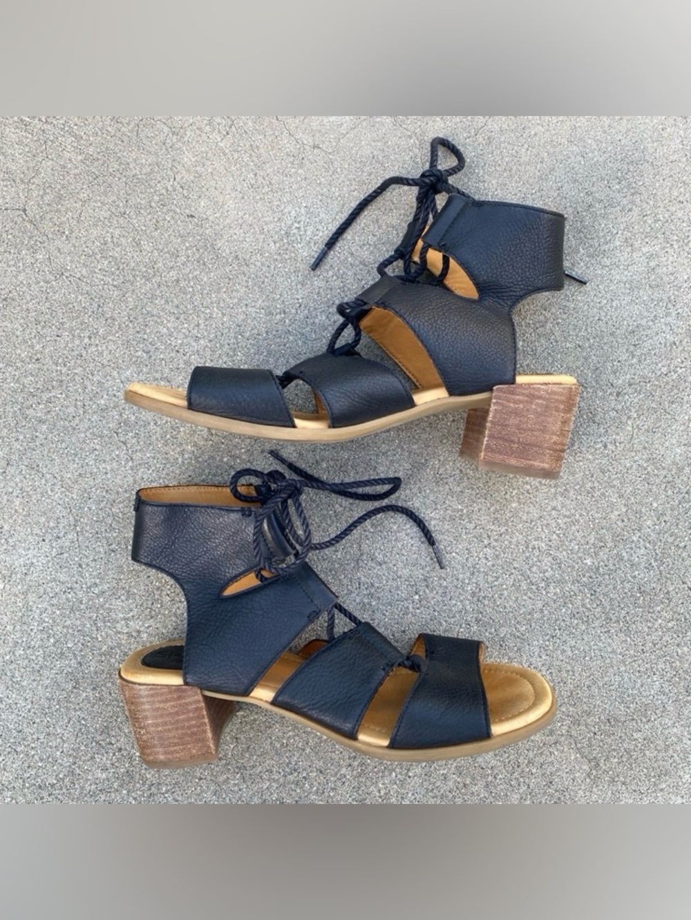 SPERRY TOP SIDER Black Leather Lace Up Sandals 8 M Fits 8.5 9